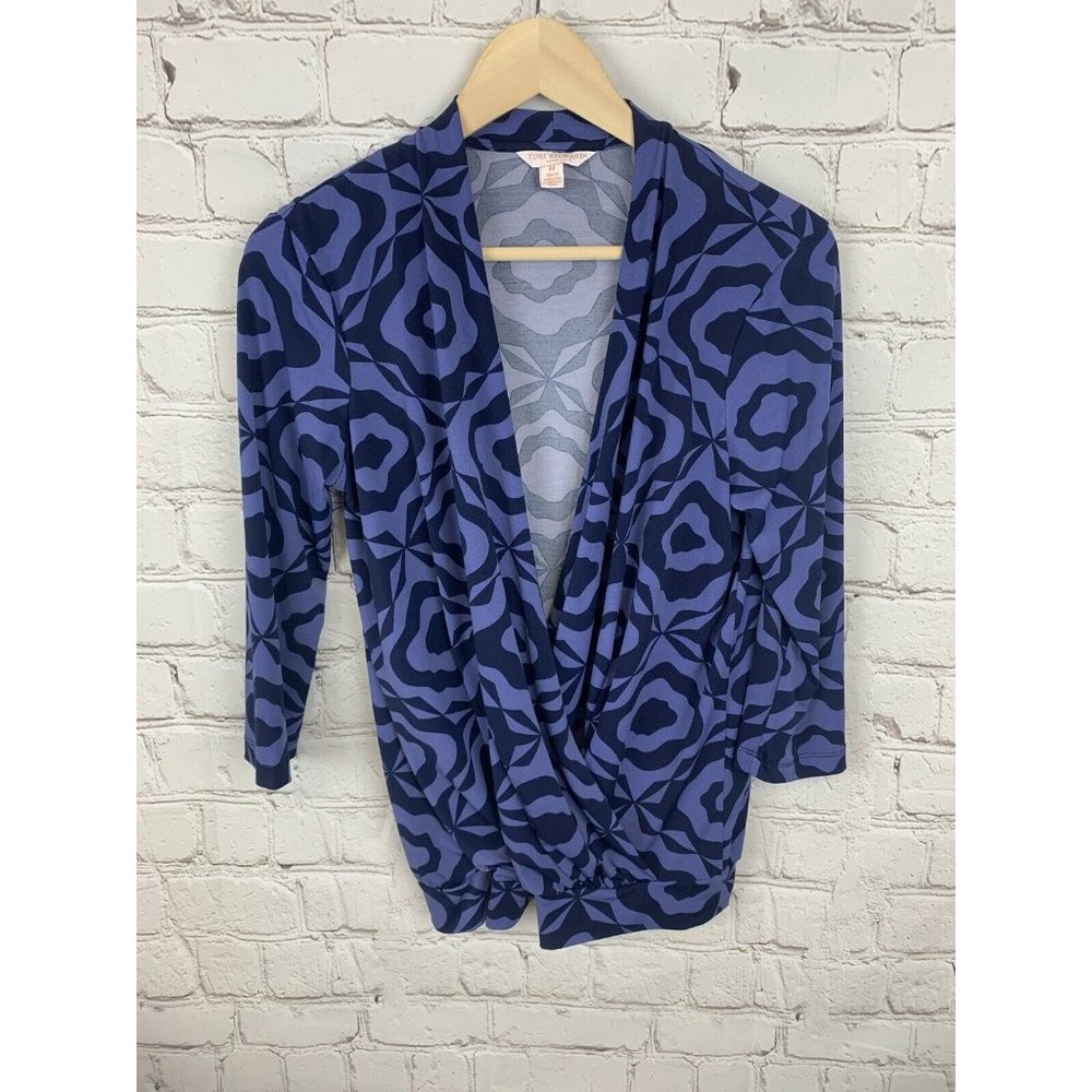 Tori Richard Honolulu Faux Wrap Blouse Geometric P - Picture 1 of 5